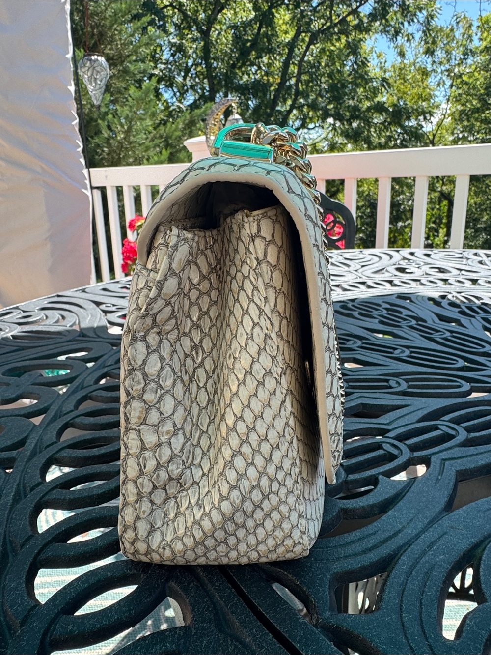 Brahmin Rosalie Oyster Grey Ellacoya Bag with Gold chain - Picture 9 of 13